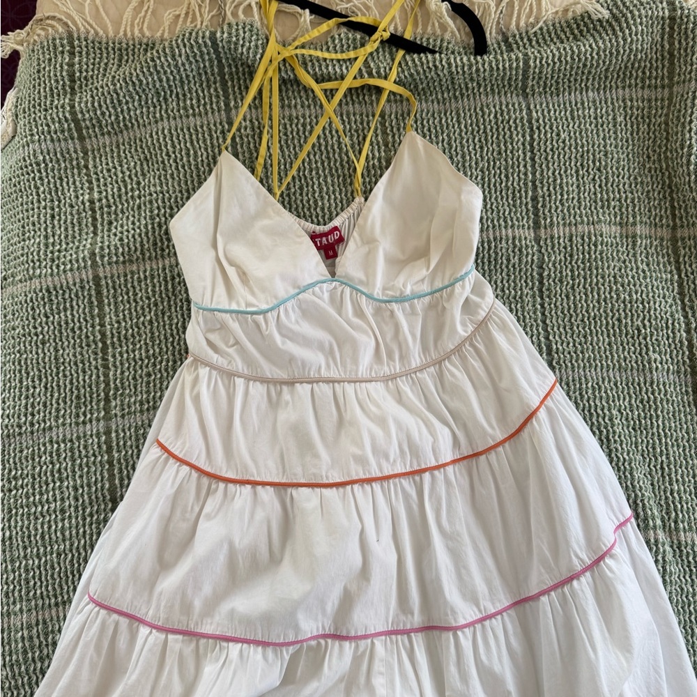 STAUD Cleo Tiered poplin dress.